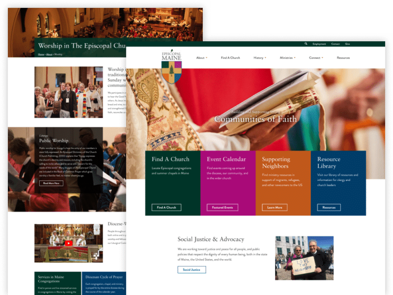 Episcopal Diocese of Maine website page screenshot