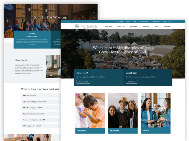Ingleside Church website page design screenshot