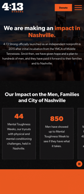 Impact data design on mobile device