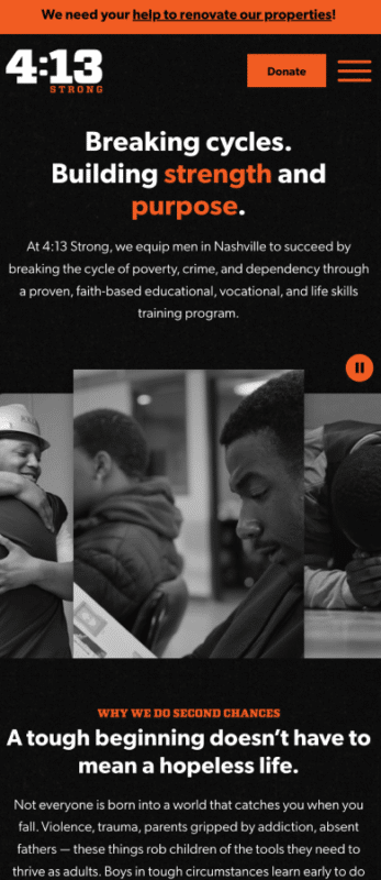 4:13 Strong homepage design on mobile device