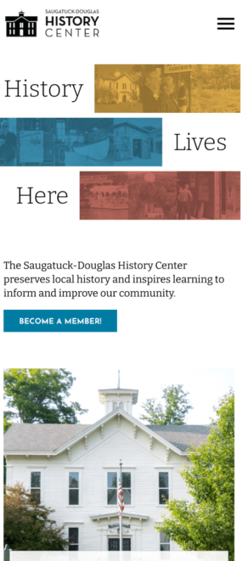 Screenshot of Saugatuck-Douglas History Center webpage