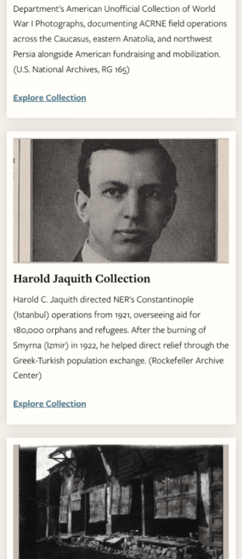 Mobile museum collections page design