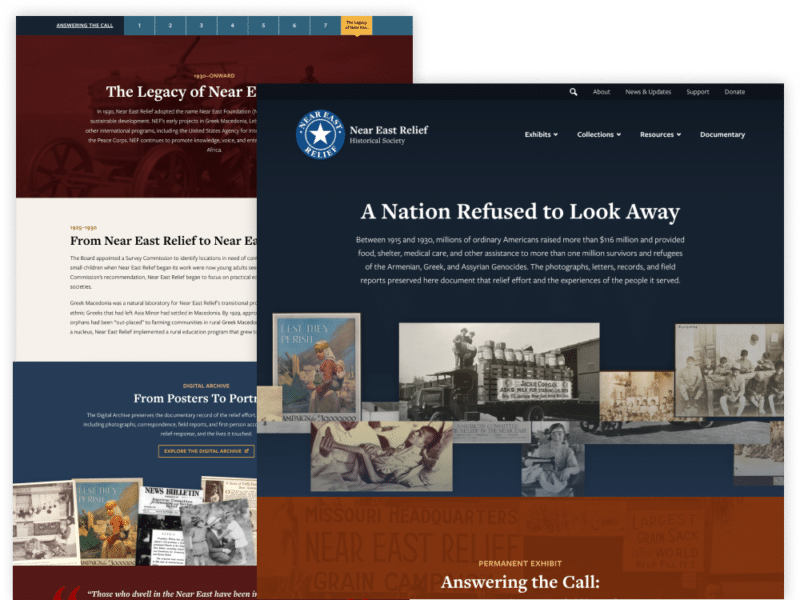 Page designs of NERHS desktop website